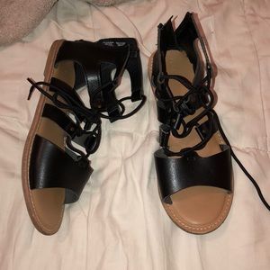 Black lace up gladiator sandals